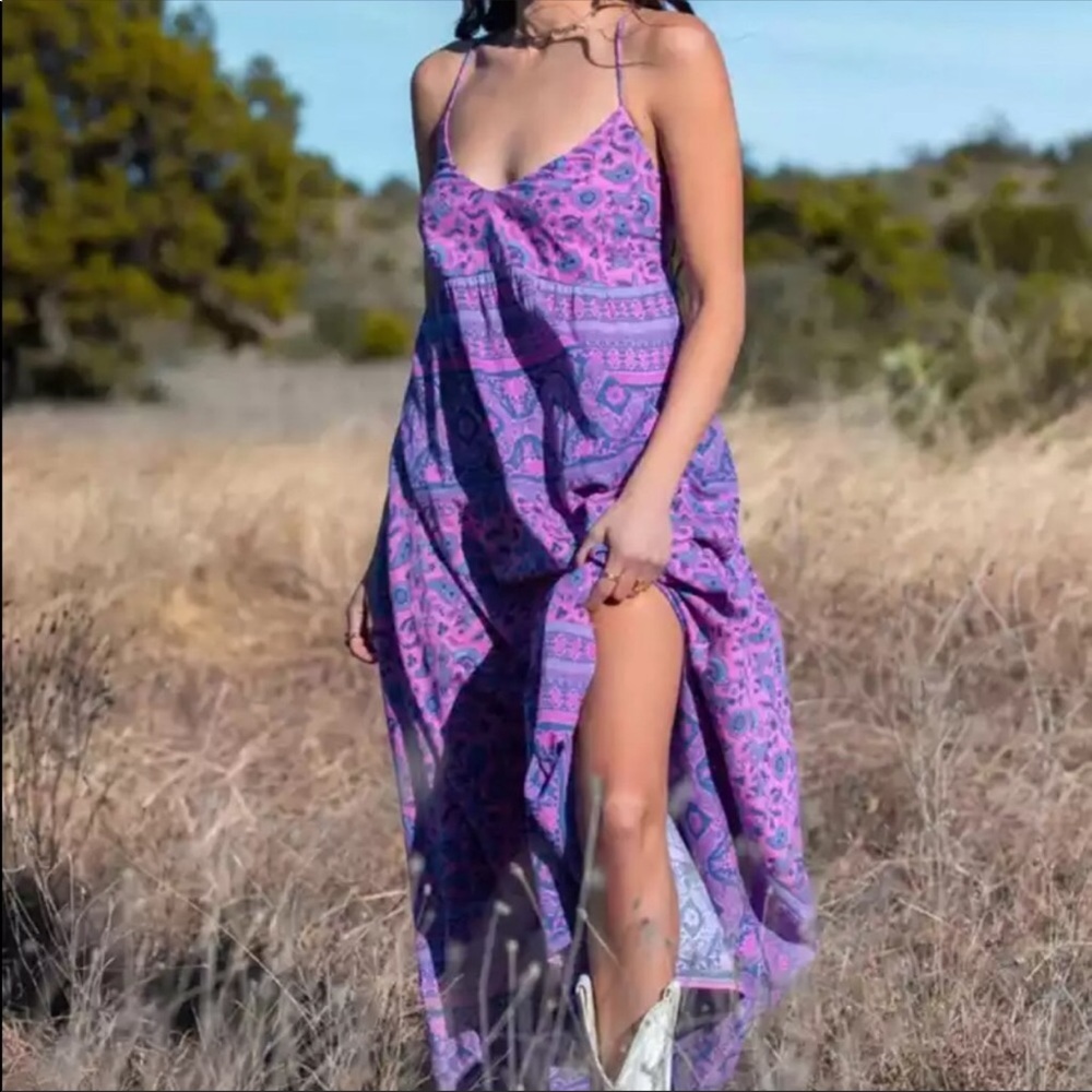 Private Label Purple Paisley Maxi Slip Dress